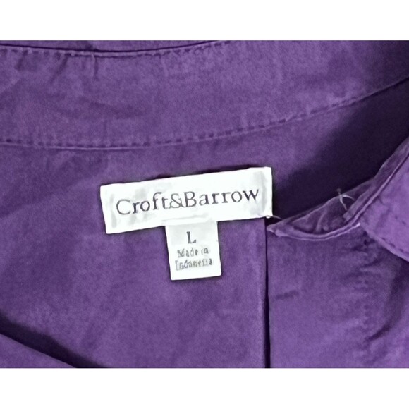 Croft & Barrow Purple Button Up Blouse Large Classic Long Sleeve Shirt Pockets - Picture 3 of 3